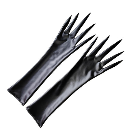 Patent leather long finger gloves high elastic European and American queen street dance nightclub taste temptation mirror pole dance factory wholesale