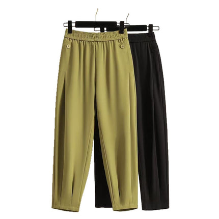 Ice Silk Thin Summer Slimming Jogger Harem Pants New Summer Petite Women's Pants Avocado Green Pants