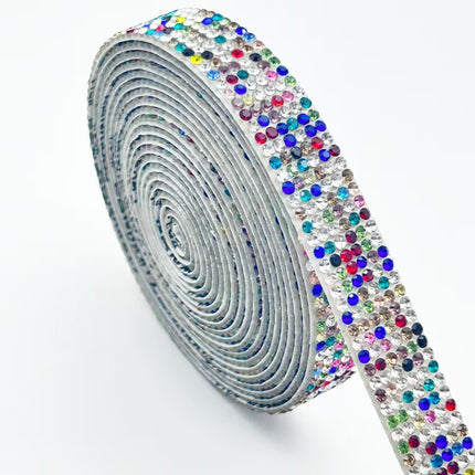 Cross-Border Rhinestone Stickers Self-Adhesive Diamond Strips DIY Clothing Shoes and Hats Rhinestone Strips Decorative with Diamond Stickers Rhinestones with Adhesive Backing Diamond Sheets