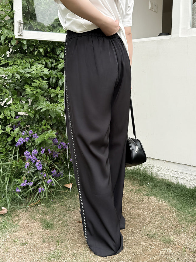 Double Day 25 Summer plus size Women's Fashion Top Line Decorative Casual Pants 8929