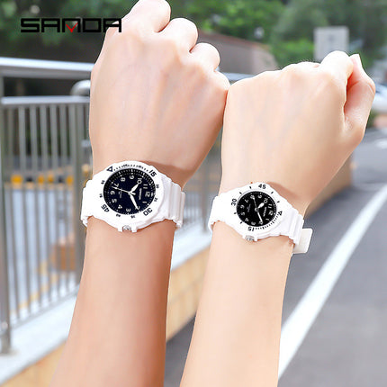 Sanda Watch Fashion All-match Small Fresh Men's and Women's Couple Watch Middle School Students' Simple Waterproof Luminous Quartz Watch