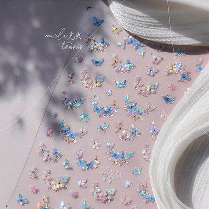 Shell Light Butterfly Bubble Nail Art Stickers New 3D Relief Tomoni Popular Ins Nail Sticker Decoration Products