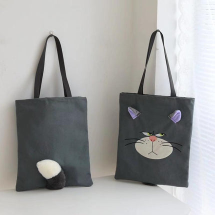 Cartoon Lucifer Bad Cat Surrounding Canvas Bag Shoulder Tote Bag Portable Small Bag Lunch Box Bag