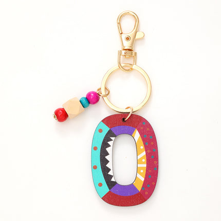 New Holiday Style Color Wooden Beads 26 Letter Keychain Key Chain Bag Hanging Accessories Cross-border Amazon