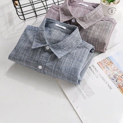 Spring and Autumn Men's Casual and Easiest for Match Long-Sleeved Shirt with Plaid Texture and Fresh Business Cotton and Linen Casual Shirt 9155