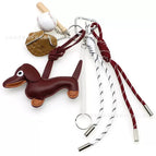 Burgundy dog + baseball three-piece set + double rope