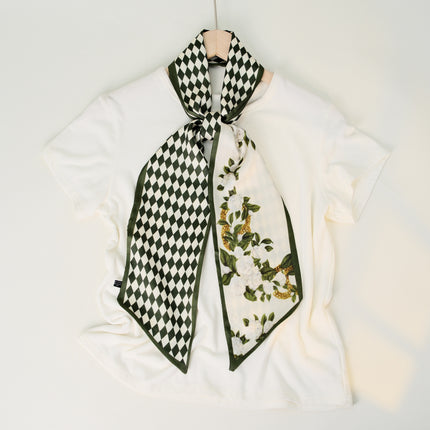 2025 European and American-style Beveled Silk Scarf Cross-border Silk Cashew Dot Long High-end Ribbon Scarf Women's Belt
