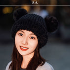 Color block double ball (black) / Free size