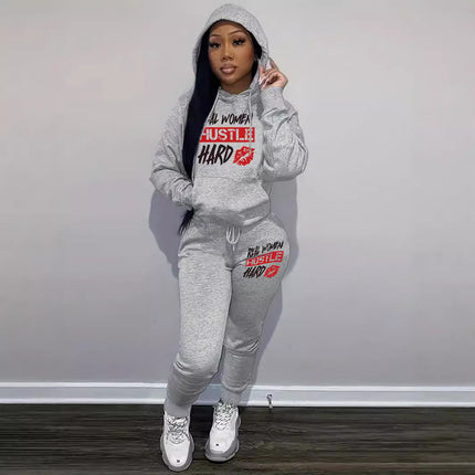 Fashion Joker Fall/Winter Sweat Pants Two-Piece Set Letter Print