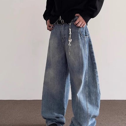 Jeans Men's Spring and Autumn New American Style Retro Mop Pants Loose Straight High Street Trendy Brand All-match Casual Pants