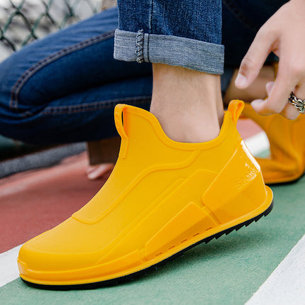 Cross-border Explosions Fashion Rain Boots Men's Non-slip Rubber Shoes Thick Sole Wear-resistant Outer Wear Rain Boots Non-slip Kitchen Water Shoes Men