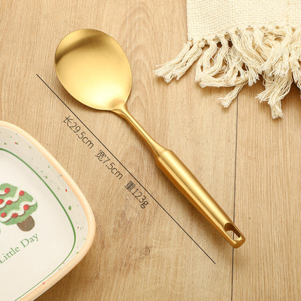 Stainless Steel High-grade Soup Leak Hot Pot Spoon Thickened Soup Spoon Golden Large Soup Spoon Titanium Plated Golden Soup Spoon Golden Spatula Spoon