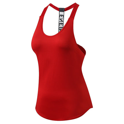 Women's Sports Vest Fitness Yoga Running T-Shaped Suspender Cover-Up Quick-Drying Breathable Loose Vest 2023