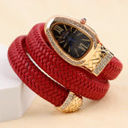 Deep red, black dial