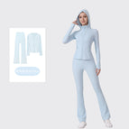 Hooded horn powder blue suit / 10/XXL
