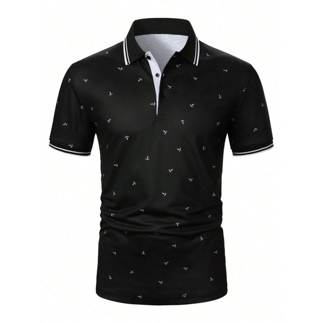 Cross-Border Foreign Trade New Shirt Men's Summer Anchor Pattern Striped Short-Sleeved Casual Commuting Style