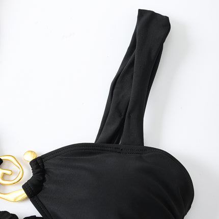 2025 New European and American Cross-border Bikini Solid Color Lace-up Low Waist Sexy Bikini Split Swimsuit Women's Swimwear