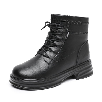 Mom's shoes winter cotton-padded shoes fleece-lined autumn and winter warm short boots elderly non-slip middle-aged and elderly women's shoes middle-aged winter shoes leather shoes