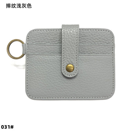 Vintage Oil Wax Leather Buckle Genuine Leather Card Holder Men's Multifunctional Cowhide Women's Coin Purse with Key Ring Driver's License Holder