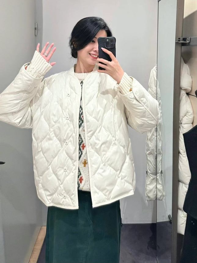 Co*S Style Loose Fit Diamond Pattern down Jacket Jacket for Women 2025 Winter New Outwear Versatile