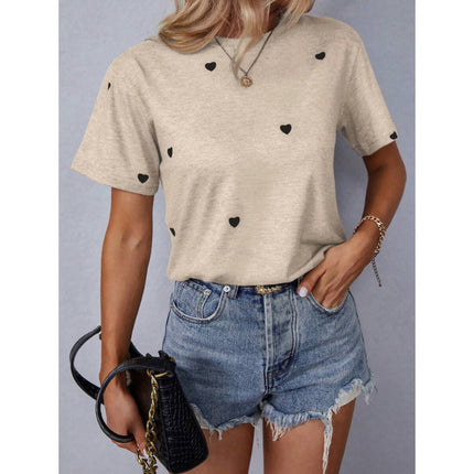 Cross-Border Export New Aliexpress T-Shirts Round Neck Casual T-Shirt Printed T-Shirt for Women