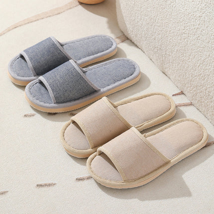 Linen Slippers for Women in Spring & Fall Seasons Indoor Household Cotton and Linen Slippers for Home Non-Slip Summer Male Couple Wholesale