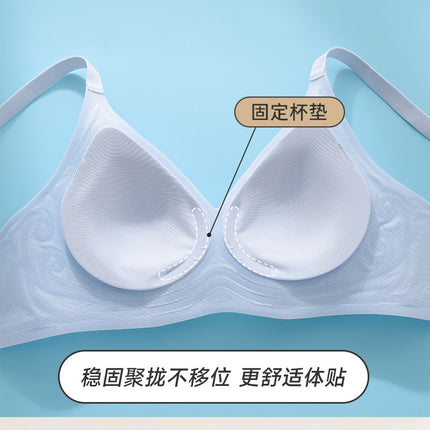 Traceless Underwear Women's Gathering Small Chest Collating Parammary Thin Comfortable Non-rimless Jelly Soft Support Semi-fixed Cup Bra
