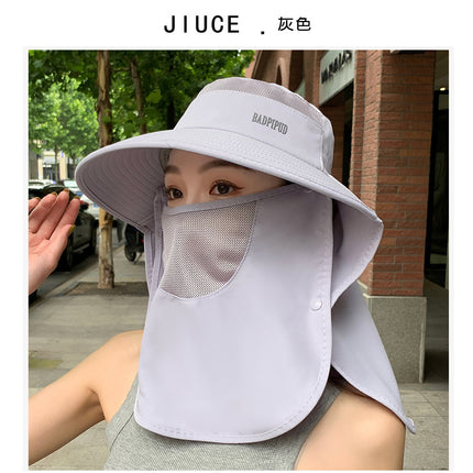 Shawl Hat Factory in stock Summer New Multi-function Face Mask Sunscreen Hat Women's Outdoor Big Rim Sun Hat