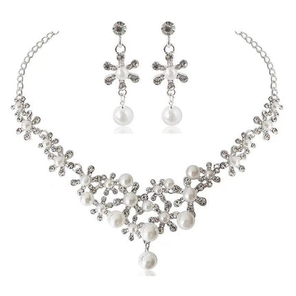 Korean Bride Necklace Earrings Two-piece Decorations Wedding Yarn Wedding Jewelry Wedding Accessories Dance Studio
