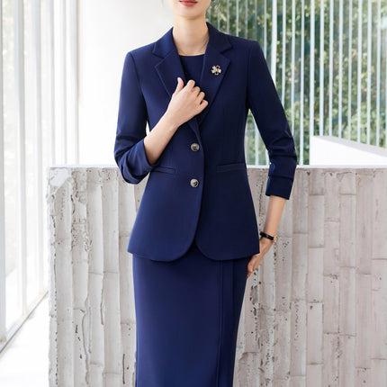 Ol Commuter Suit Dress for Women in Autum, High-End Waist Slimming Look, Light and Mature Workplace Large Size No-Iron Business Formal Wear