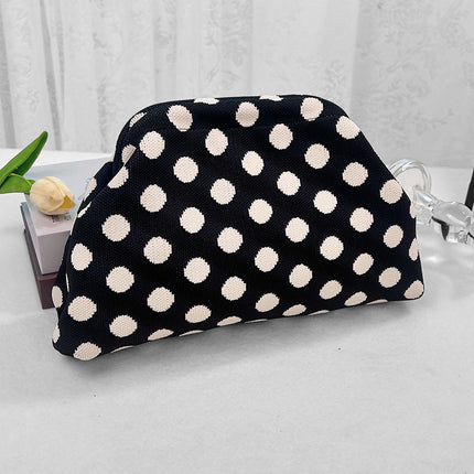 Cross-Border Dropshipping Knitted Bag Striped Clutch Bag for Women Fly-Knit Cloud Versatile Stylish Portable Makeup Bag Large Capacity
