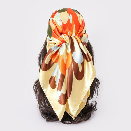 Spring and Autumn New Large Square Scarf Large Silk Scarf Decorative South Korea All-match Women's Scarf Headscarf Scarf Chic Style Hair Belt Art