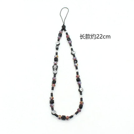 Online popular anti-lost mobile phone chain rainbow mobile phone chain same enamel beads DIY mobile phone lanyard factory direct sales