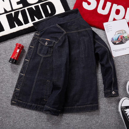 plus size Men's TEMU Denim Jacket Plus-sized AliExpress Top Amazon Stretch Jacket Stand-alone Shirt