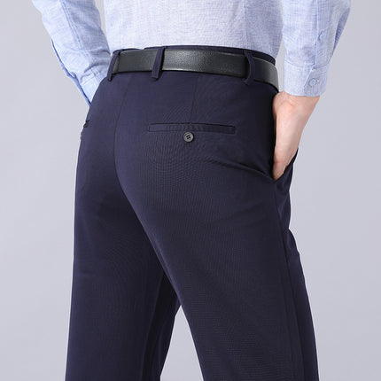 Cross-border Foreign Trade Business Men's Casual Pants Summer Thin Ice Silk Men's Pants Stretch Non-ironing Straight Pants Men's Pants