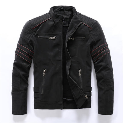 Factory Direct Sales men's autumn and winter frosted leather clothing fashion slim brushed PU jacket motorcycle fashion brand Slim jacket