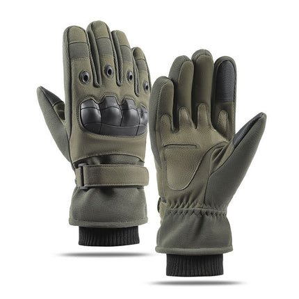 Plush Velvet Warm and Cold-Proof Tactical Gloves Winter Cycling Touch Screen Men's Outdoor Training Mountaineering and Rock Climbing Tactical Gloves