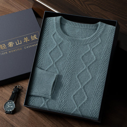 Autumn and Winter thickened men's cashmere sweater round neck men's sweater business casual pure cashmere knitted bottoming shirt men