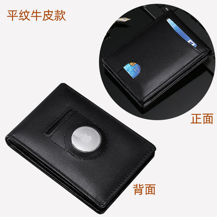 European and American New airtag Positioning Tracker Leather Wallet Push Card Holder US Dollar Wallet Multi-function Card Holder