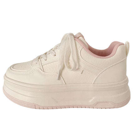 LZ6062 latex insole thick bottom leather small white shoes women's shoes 2025 spring new round toe board shoes casual shoes