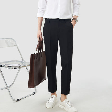 Pants men's cropped high-looking long legs men's casual suit pants black Gray small lower body small suit pants