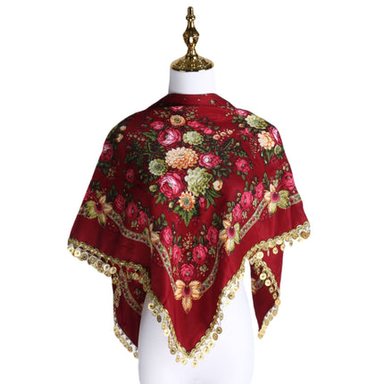 Amazon Cross-border New Gorgeous Golden Sequins Advanced Scarf Double-sided Warm Windproof Multifunctional Triangle Towel