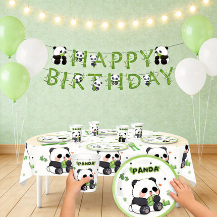 Cute Panda Theme Birthday Party Supplies Tableware Paper Plates Paper Towels Tablecloth Decoration Flag Tablecloth Hanging Swivel Plug-In Row