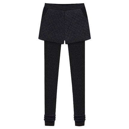 New Autumn and Winter Outer Leggings for Women, Fake Two-Piece Women's Pants for Fat Mm, Large Size, Velvet, Thickeneded, Slimming Look, Small-Leg Pants
