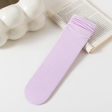 Ice Socks 2025 Popular Women's Summer Thin Pure Color Mid-Calf Socks for Girls Summer Japanese Style Style Sweat-Absorbent, Breathable and Deodorant