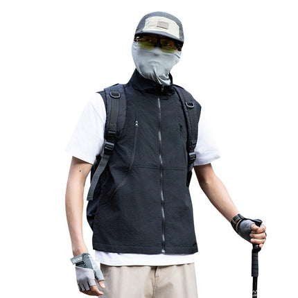 2025 Summer Thin Outdoor Camping Hiking Casual Versatile Sleeveless Vest Fishing Vest Quick-Drying for Hiking