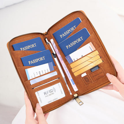 New Rfid Family Passport Holder Wallet Travel Document Storage Bag Simple Large-Capacity Credit Card Protective Case