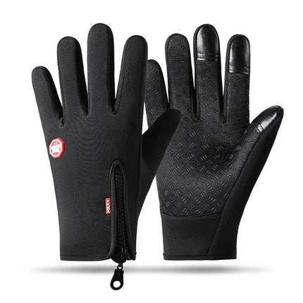 Outdoor Waterproof Gloves Winter Touch Screen Men's and Women's Windproof Cycling Zipper Sports Plus Velvet Mountaineering Ski Warm Gloves