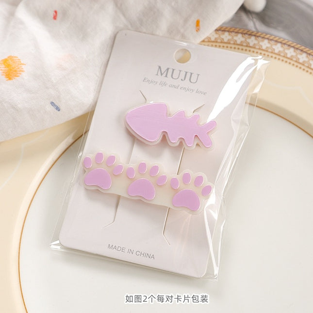 2 Card Hairpin Sweet Fish Bone Small Footprint Duckbill Clip Advanced Girl Side Clip Hairpin Broken Hair Bangs Clip