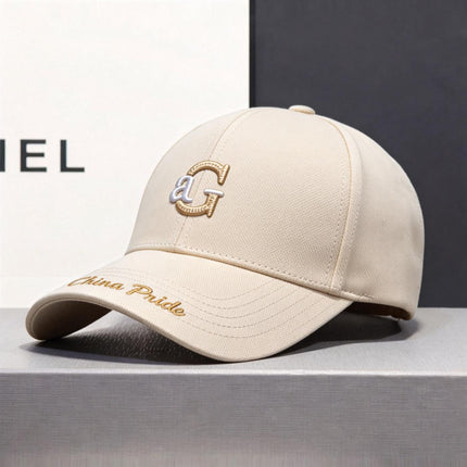 Baseball Cap for Men, New Spring/Summer Trendy Korean Style Embroidered Versatile Hard-Brimmed Large Brim Sun Protection Visor Cap